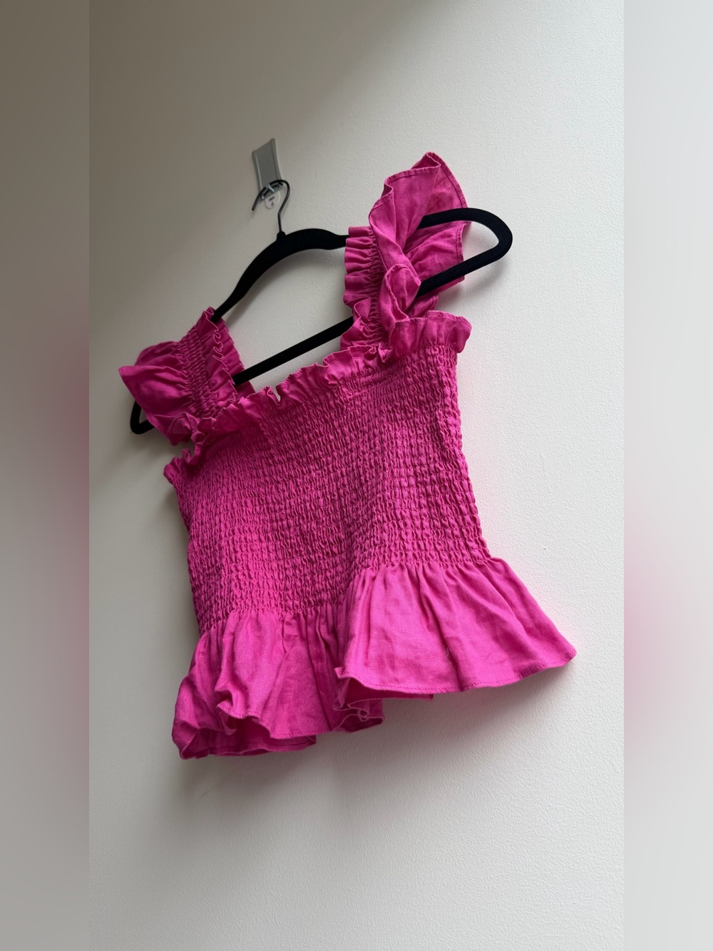 Hill House Pink "The Paz" Linen Nap Top Ruffle sz XS - Picture 6 of 11